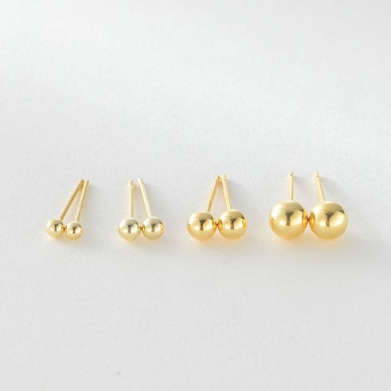 925 Silver Stud Earrings Smooth gold Ear Studs Huang Doudou Light beads Ear Studs Simplicity Manufactor On behalf of