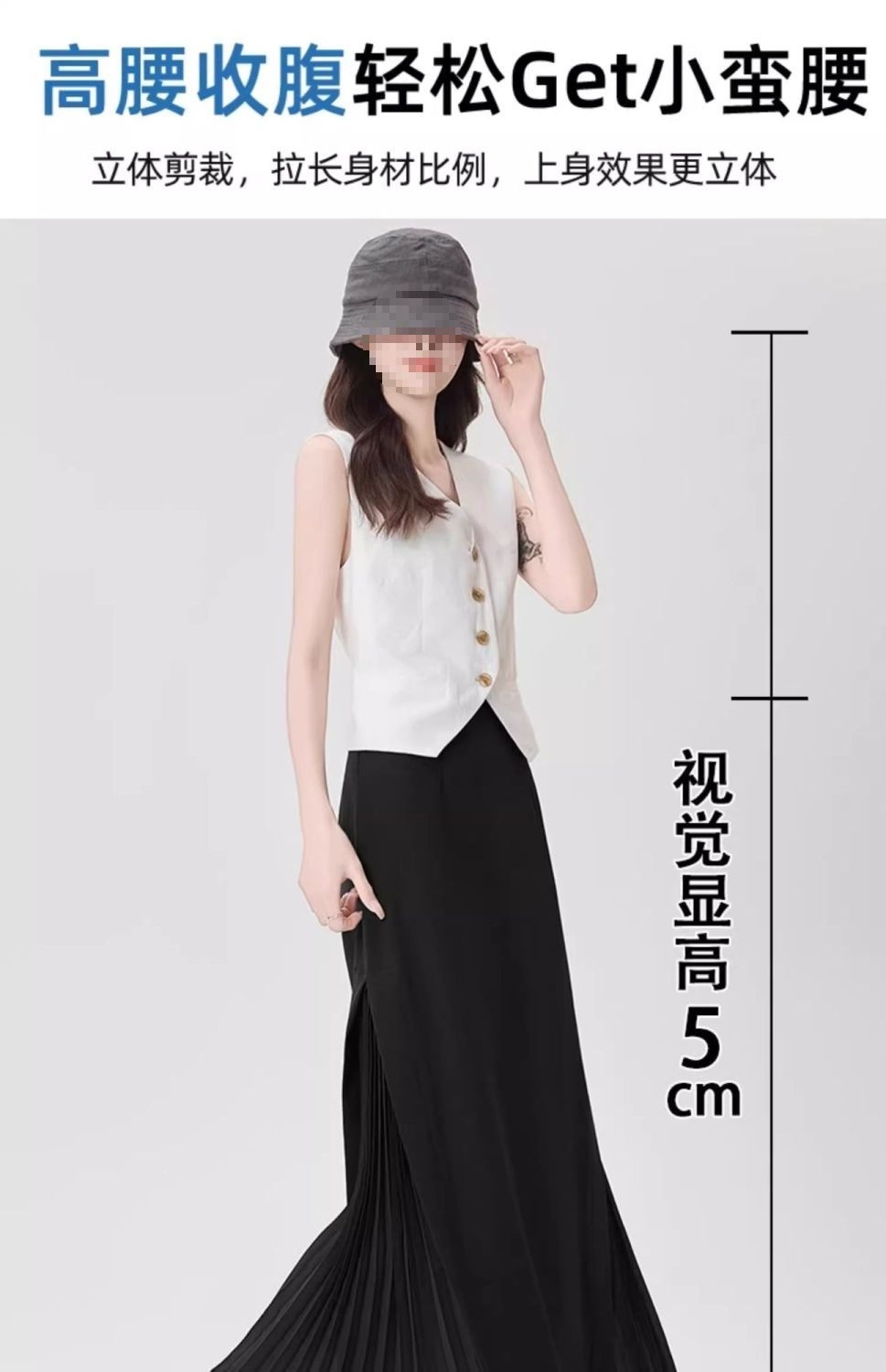 Váy chữ A dài thiết kế xếp ly phối voan cảm giác suit màu xám — màu đen, màu xám, màu mơ chi tiết 9