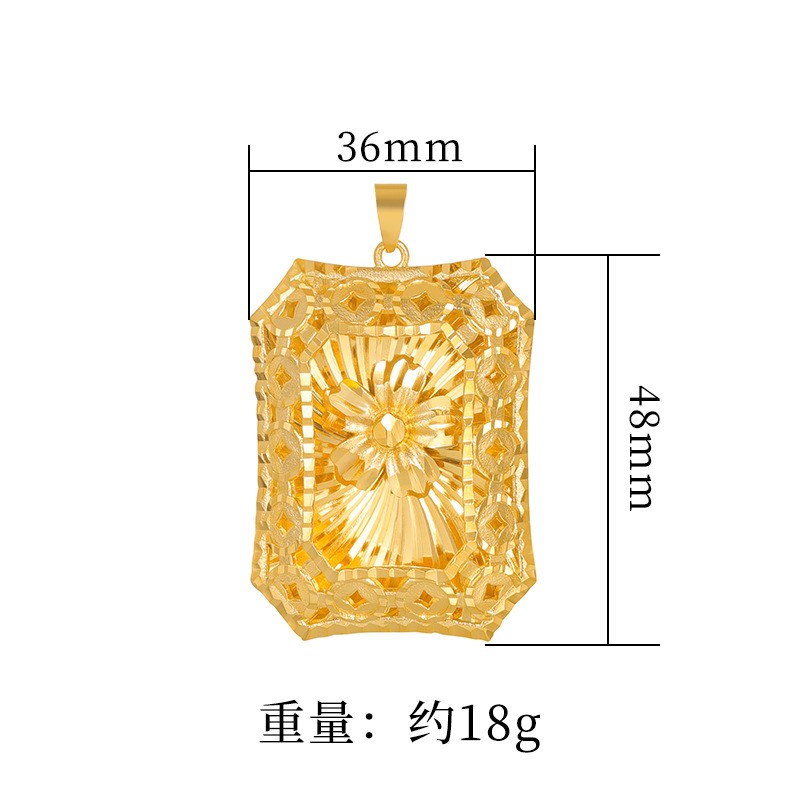 Vietnam oro flor collar hombres y mujeres de la etiqueta gran flor colgante retro estilo colgante chapado en oro hueco ventas directas de la fábrica