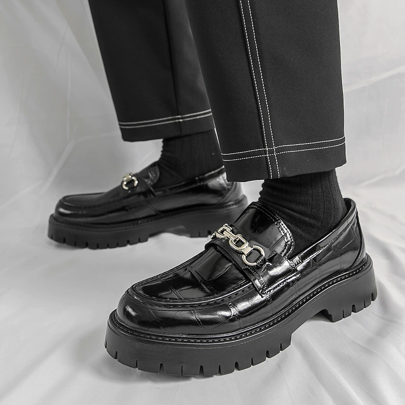Platform leather loafers, British style chunky sole, sizes 38–46