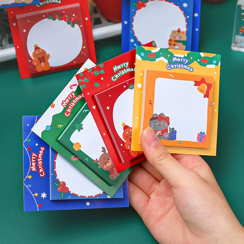 Рождественские стикеры с мультяшными персонажами для трансграничных отправлений, креативные рождественские канцелярские подарки для студентов, милые стикеры для заметок с возможностью многоразового использования