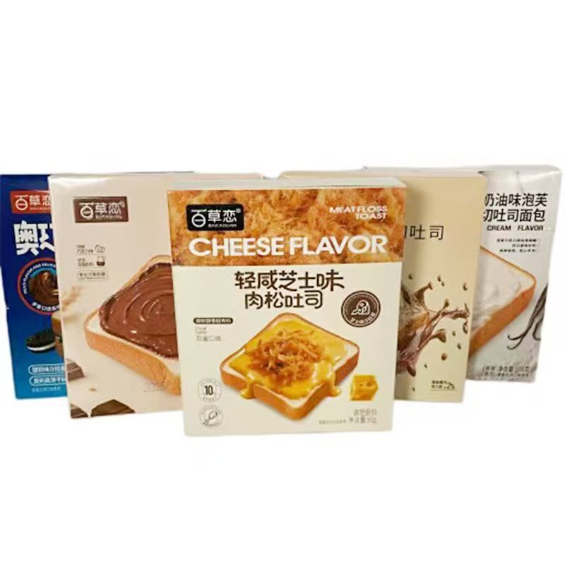 Baicaolian Toast Bread 90g Lightly Salty Cheese Oreo Matcha Strawberry Flavor Milk Thick-Cut Milk Breakfast Bread Baicaolian Toast Bread 90g Lightly Salty Cheese Oreo Matcha Strawberry Flavor Milk Thick-Cut Milk Breakfast Bread