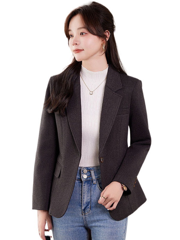 (2개) 다크 브라운 작은 세트 재킷 여성의 2024 가을 새로운 패션 작은 우아한 통근 짧은 세트 탑