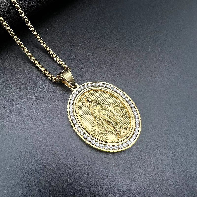 box chain Chain Type 1 Piece Quantity Street Occasion Hip-hop Geometric Stainless Steel Polishing Plating Inlay Zircon Gold Plated Unisex Pendant Necklace