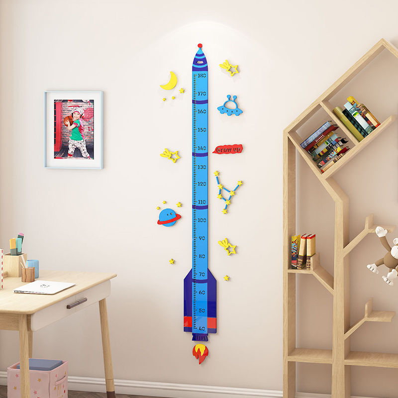 儿童量身高墙贴3d立体房间可移除卡通贴纸宝宝身高贴男孩卧室布置