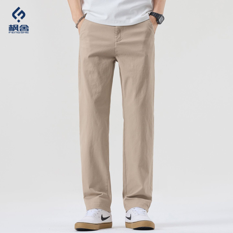 Popular Men's Clothing / 2026 Summer New Thin Pure Cotton Loose Straight Business Casual Pants, Slightly Stretchy Long Trousers