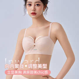 内衣女士聚拢小胸显大无钢圈收副乳防下垂蕾丝文胸罩套装2025新款