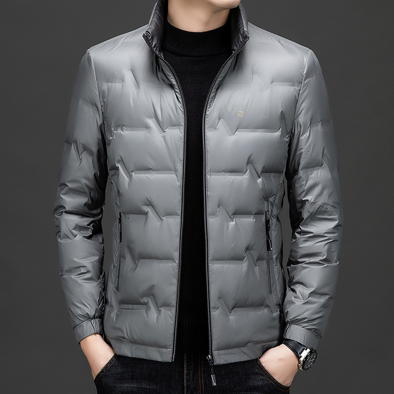High-End Men's Short down Jacket New Fashion Stand Collar Lightweight Stylish Warm White Duck down Coat