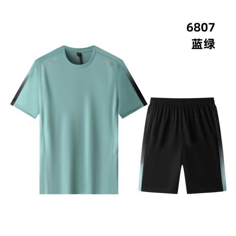 跑步服定制男冰丝运动服印logo健身衣套装夏季短袖t恤晨跑速干裤|undefined