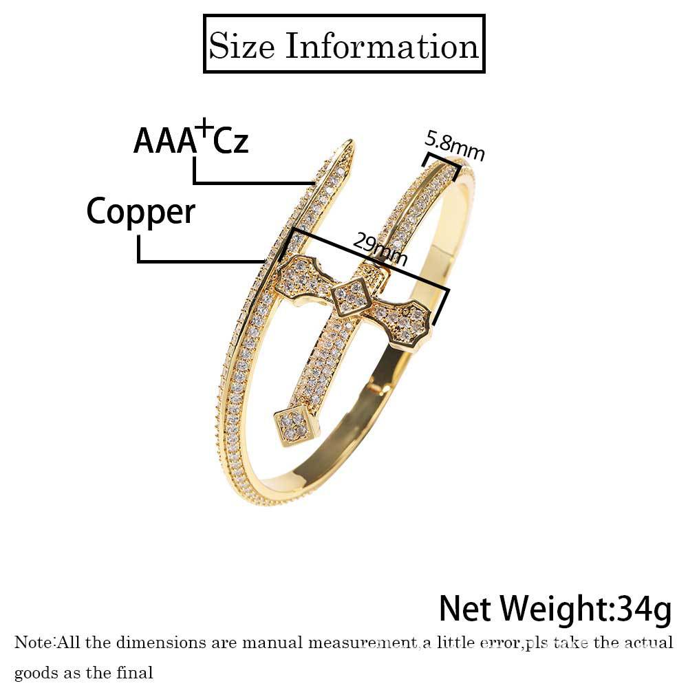 Fashion Cross Copper Inlay Zircon Bangle 1 Piece