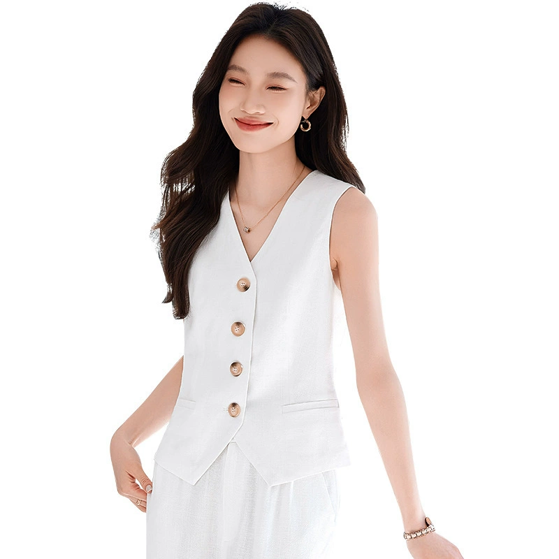 Elite vest, summer thin set sleevless, pony, cotton and linen