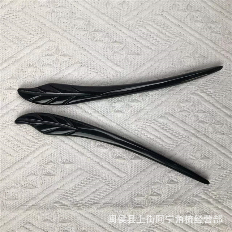 Hand Carved Ox Horn Hair Stick 18cm Bow Shape Chinese Style Hairpin for Updo Hairstyles Gift quality and texture