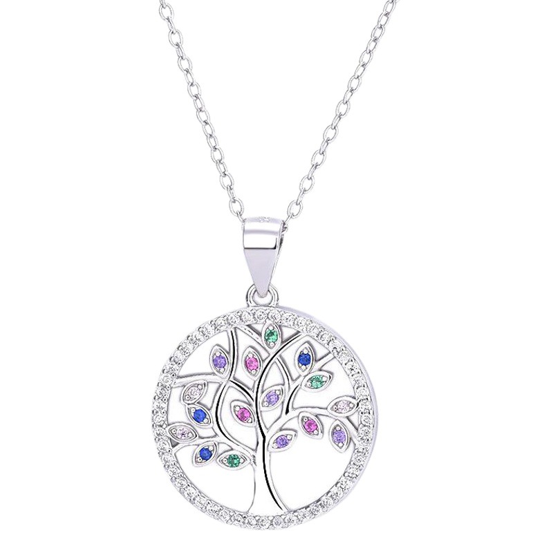 Collar de plata de ley 925 con diseño de árbol de la vida, estilo europeo y americano, para mujer, cadena de clavícula versátil de alta gama para el verano.