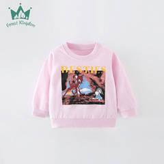 Children's Sweatshirt Girls' Top Pink Spring and Autumn Pure Cotton Casual Multi-purpose European and American Style Children's Clothing Girl's Clothes for Small Children 