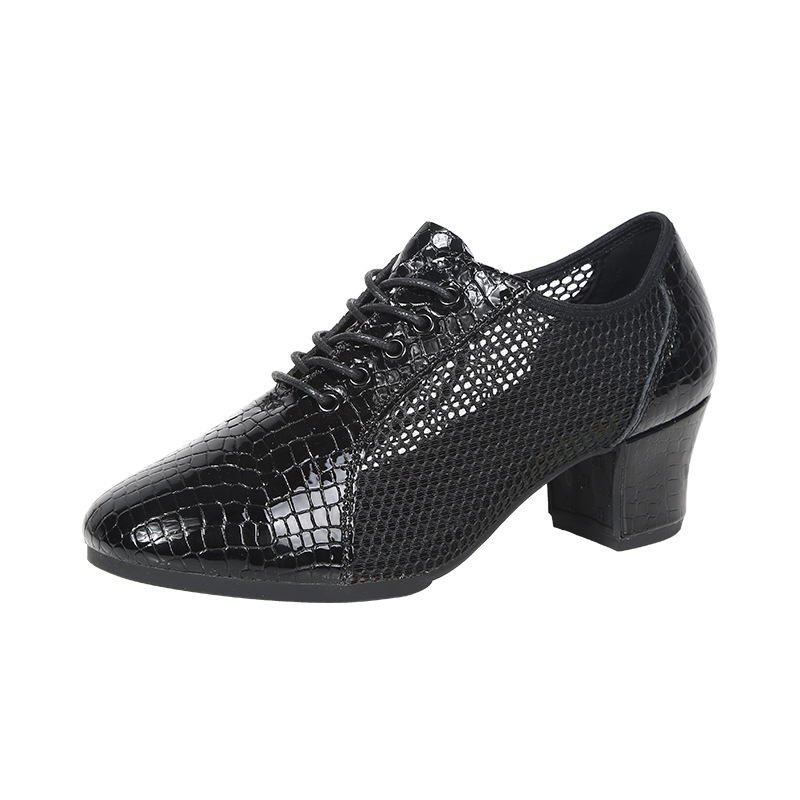 Dansschoenen van echt leer voor volwassenen, dames, met middelhoge hak, geschikt voor dansdocenten, ballroomdans, moderne dansschoenen, square dance schoenen._voghion.com