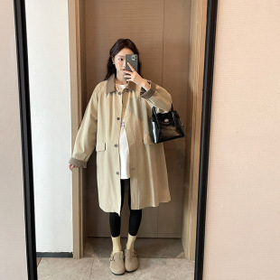 Spring New Maternity Dress Fashion Color-matching Korean Style Pregnant Women's Jacket Loose plus size Mid-length Casual Trendy Coat