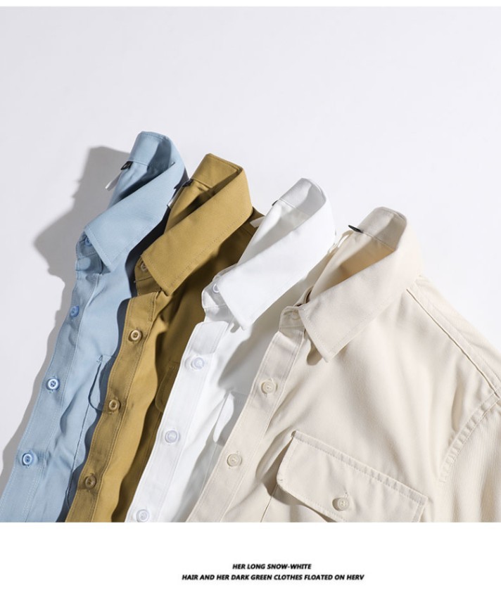 European Style Workwear For Men, Spring And Autumn New Loose Fit Casual Solid Color Shirt Jacket Trendy_viptrois.com