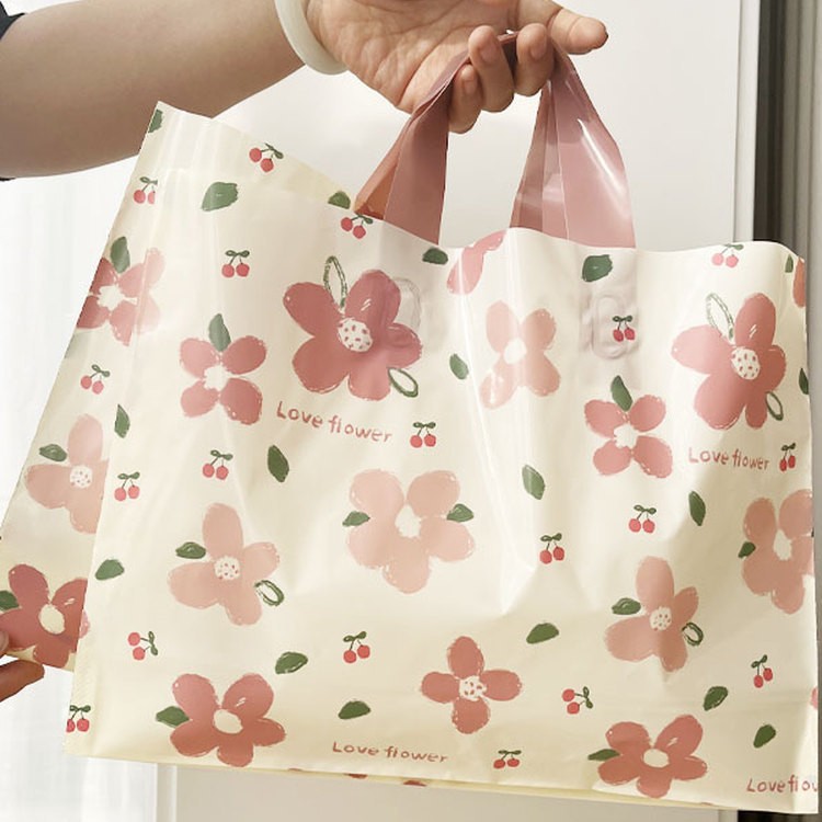 新款服装店花朵塑料袋礼品包装购物袋打包袋子服饰化妆品批发