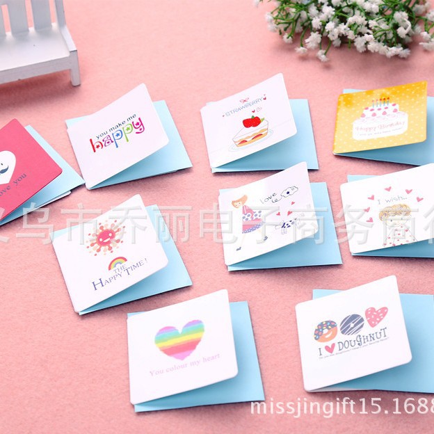 Tarjeta de felicitación de dibujos animados coreanos creativos Tarjeta de bendición para niños tarjeta de felicitación de San Valentín tarjeta pequeña sobre
