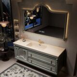 Французский ретро шкаф для ванной комнаты, керамический встроенный умывальник, шкаф для умывальника, комбинированная ванная комната, шифер, умывальник для рук, ванная комната