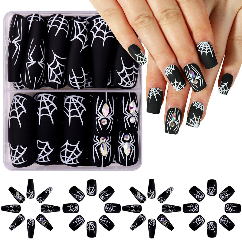 48 Pieces of Halloween Manicure Nails, Dark Spider Nails, Wearable Nails, Boxed Frosted Wearable Nails, Fake Nail Patches 48 Pieces of Halloween Manicure Nails, Dark Spider Nails, Wearable Nails, Boxed Frosted Wearable Nails, Fake Nail Patches