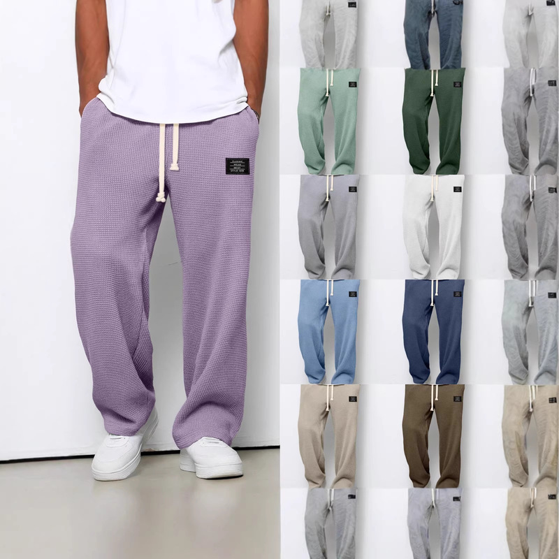 2025 European and American Cross-Border Amazon Men's Spring and Autumn Trendy Brand Drapey Straight-Leg Sweatpants Wide-Leg Sports Casual Long Pants