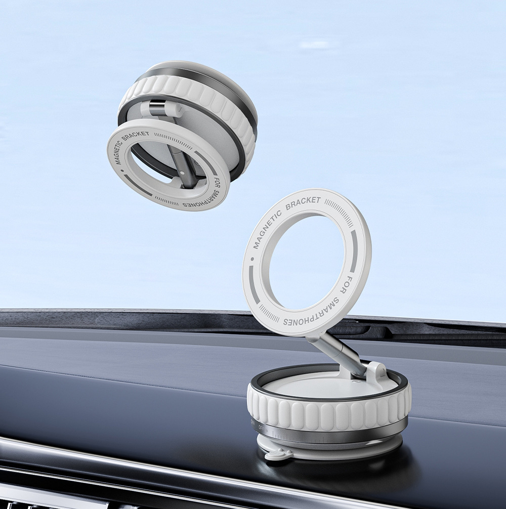 Creative Vacuum Suction Cup Magnetic Mobile Phone Holder Car Folding Car Vacuum Adsorption Anti-Shake Navigation Fixed Frame