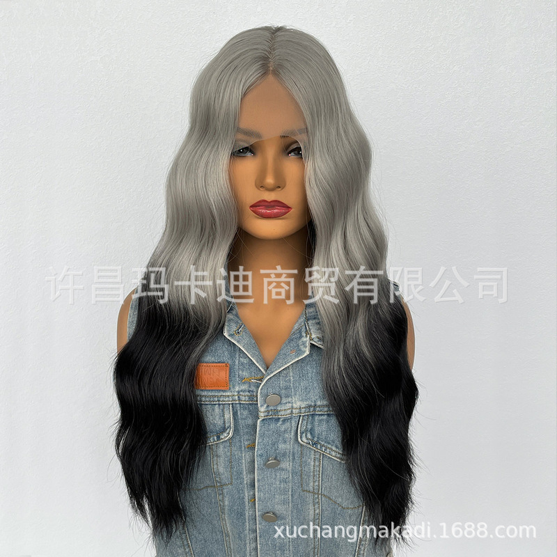 Front Lace Wig wigs European and American Women's Wig Long Curly Hair Chemical Fiber Water Wave Long Curly Hair Front Lace Wig wigs European and American Women's Wig Long Curly Hair Chemical Fiber Water Wave Long Curly Hair