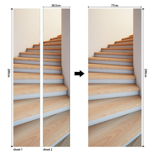 Eco-friendly 3D self-adhesive door stickers with thousands of high-definition images, sizes, patterns, waterproof, oilproof, and stain-resistant.
