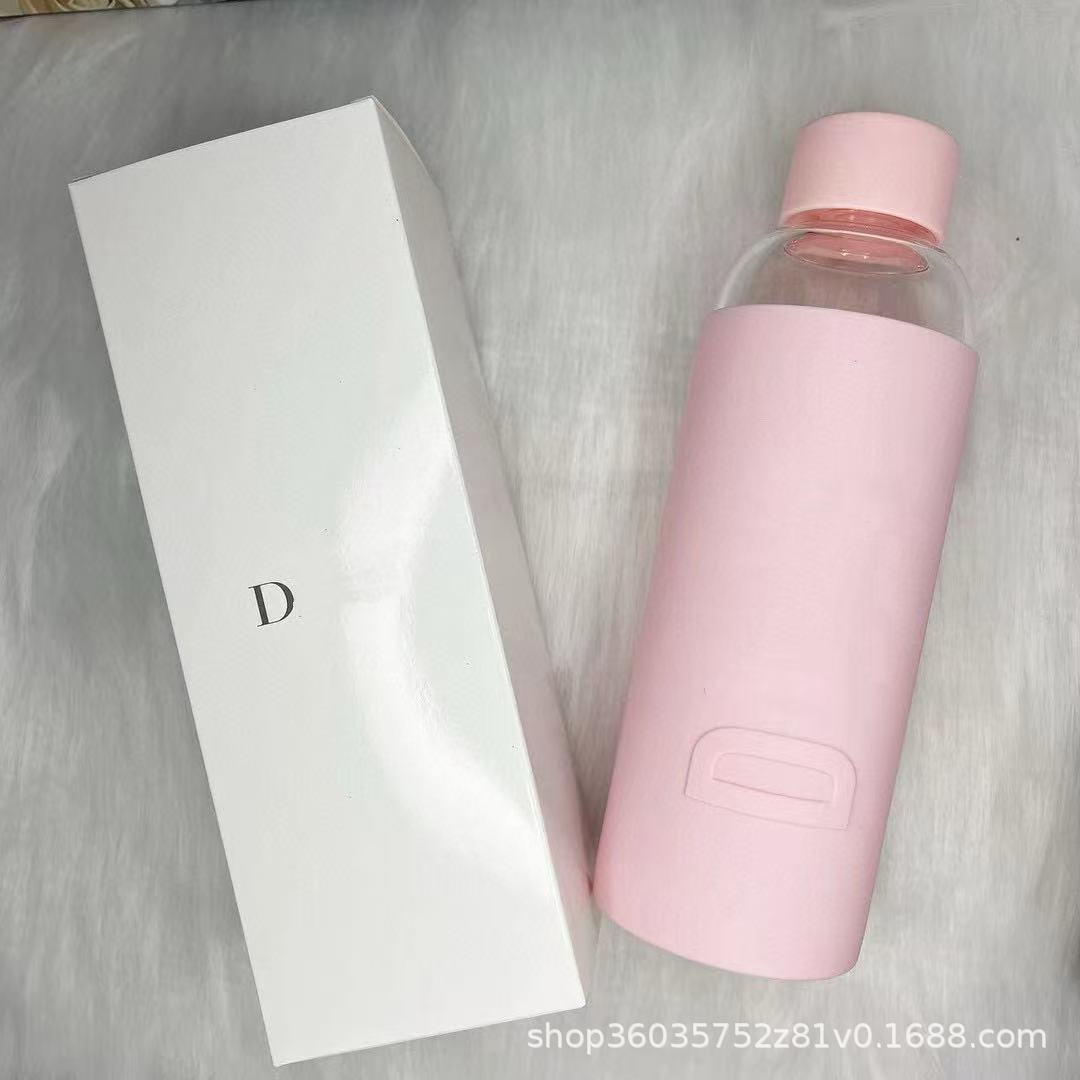 Makeup Membership Gift Beaute Glass Cup with Cup Sleeve Handle Portable Outdoor Glass Bottle Cute Student Water Cup