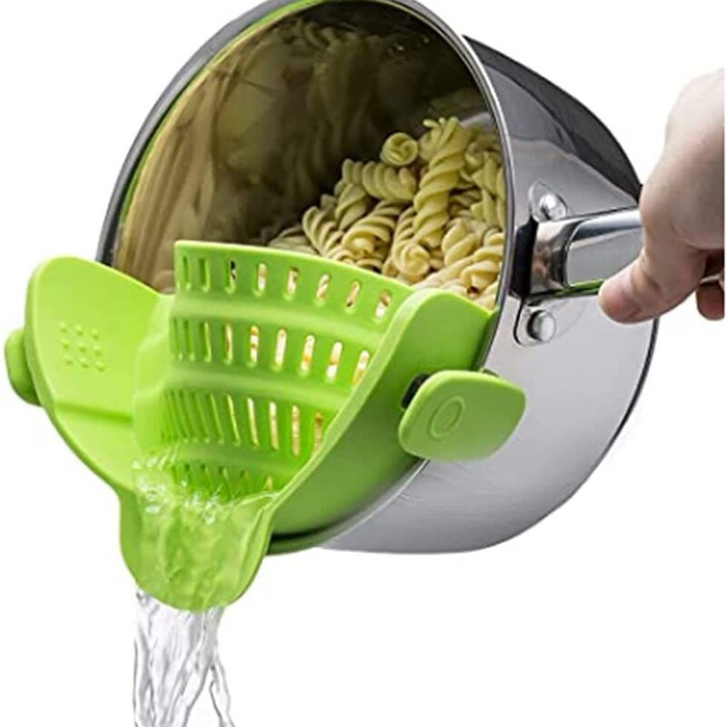 外贸亚马逊硅胶意面过滤器宽口沥滤水器蔬菜水果过滤夹锅边沥水挡|undefined