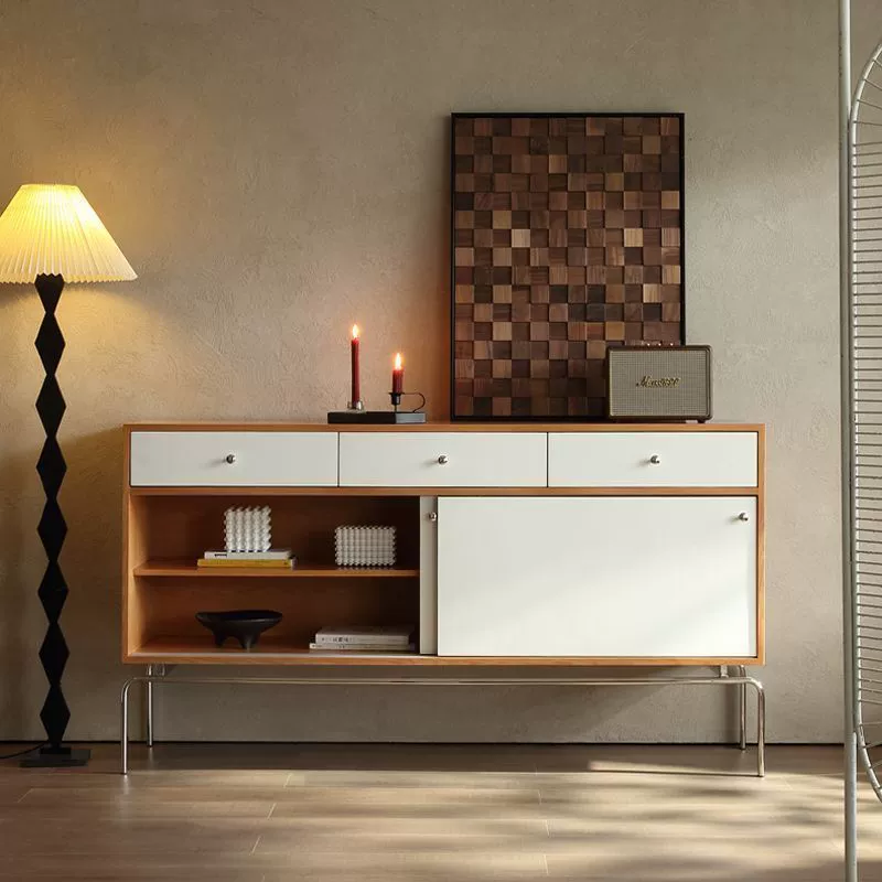 Средневековый буфет из цельного дерева в стиле ретро, ​​прихожая, входной шкаф, гостиная, ящик для хранения, простой современный боковой шкаф