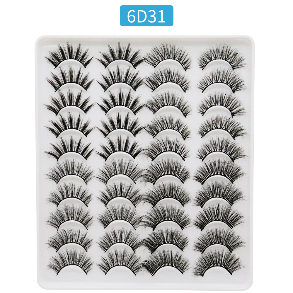 Una variedad de comercio exterior transfronterizo 20 pares de fibra cruzada gruesa natural de tallo duro pestañas postizas estilo mixto separado en stock