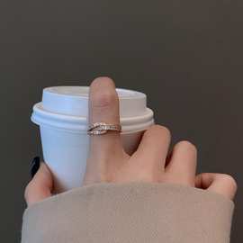 镀真金韩版简约食指指环女礼物时尚个性开口大小可调网红气质戒指