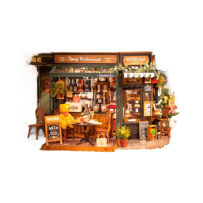 Ruo Lai Diy Cottage Becca Bakery, casa pequeña en miniatura ensamblada a mano, modelo, juguete, regalo de cumpleaños creativo