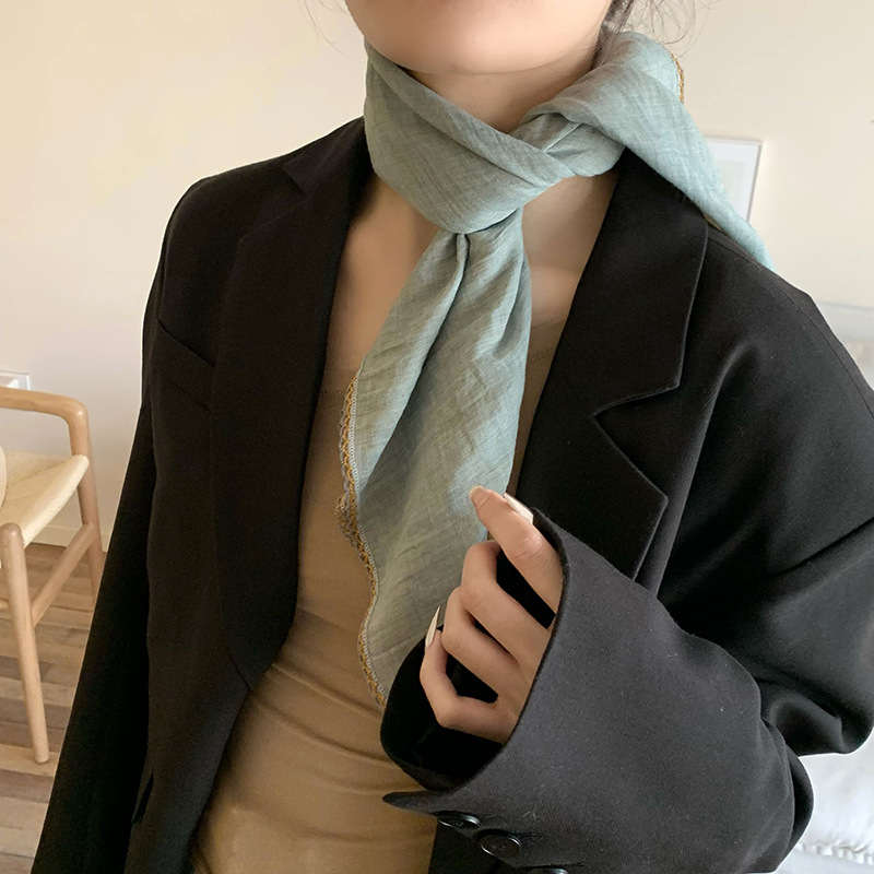 Pañuelo en la cabeza Summer Girl Pastoral Nuevo estilo multifuncional transpirable todo-fósforo Cinturón para el cabello atado francés Pañuelo en la cabeza Toalla de seda al por mayor