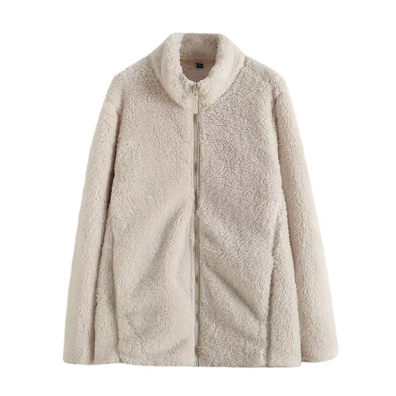 Hombres/mujeres de lana larga fleece cremallera chaqueta de manga larga chaqueta Otoño e Invierno felpa superior SY450198