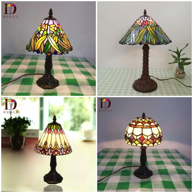 Foreign trade lamps wholesale Tiffany stained glass pastoral style hotel guest room resin table lamp one-piece delivery