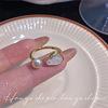 Enamel, fashionable ring, small design advanced rabbit from pearl jade, french style, flowered, on index finger, high-quality style