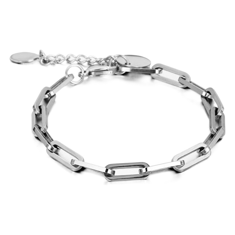 IMI anillo cuadrado geométrico hebilla gruesa Cadena de titanio pulsera de acero estilo neutral punk fresco moda Hip Hop pareja pulsera YL141