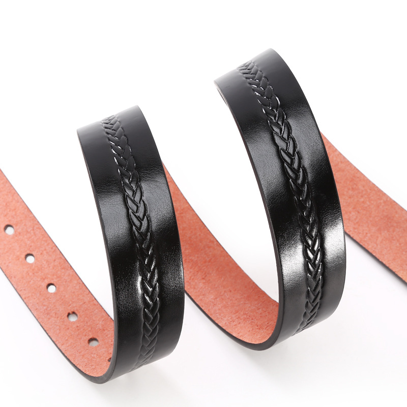 Los hombres de aleación pin hebilla cinturón joven y de mediana edad de moda todos los partidos jeans lavado pantalones de microfibra cinturón en stock al por mayor