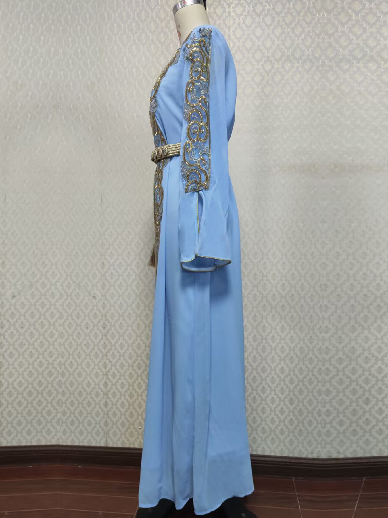 3737 Gurban Arab Dubai Foreign Trade Embroidery Appliqué Dress Muslim Party Dinner Robe