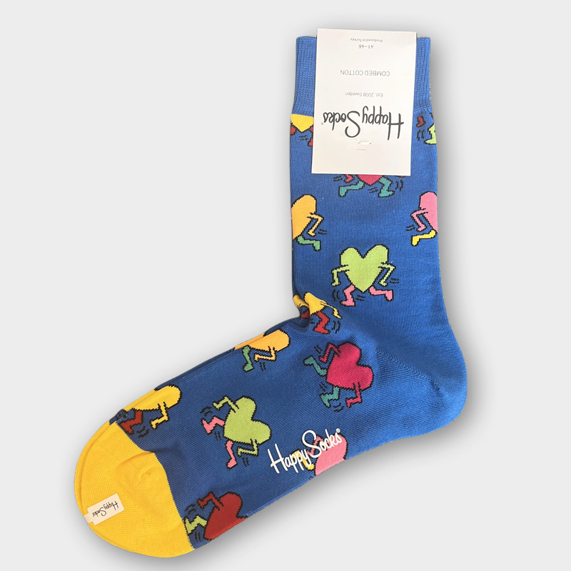 ハッピーソックス メンズソックス ミドル丈 コーマ綿 吸汗消臭 通気性 スウェーデン製 おしゃれ カラフル 薄手