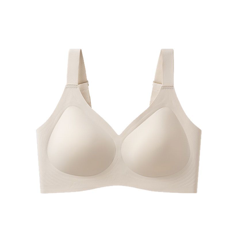 Gran tamaño suave de soporte de jalea ropa interior delgada pequeño sin marcas sujetador para mujeres que se reúnen contra los senos colgantes anti-caída sujetador de soporte superior