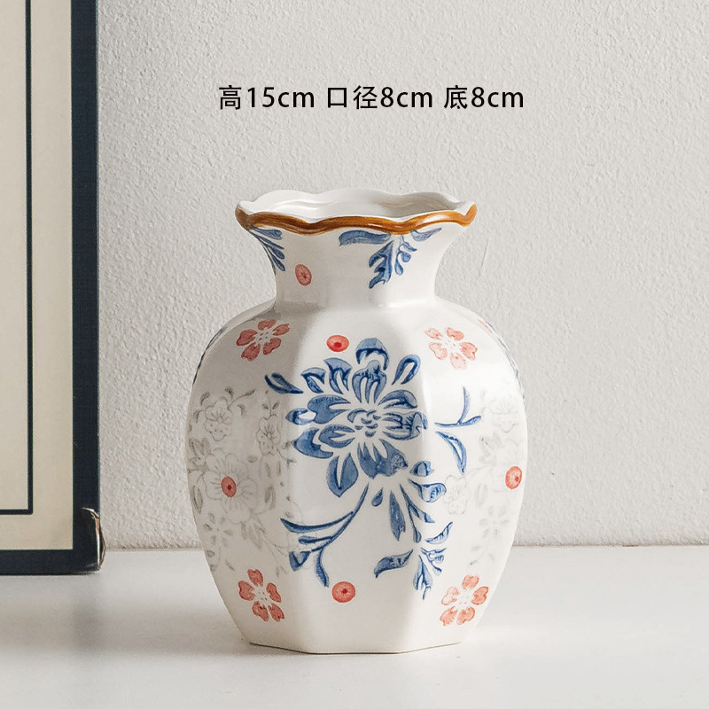 中国のハイエンド青と白の磁器レトロな玄関セラミック花瓶ホームリビングルームフラワーアレンジメント装飾装飾品水耕花|undefined
