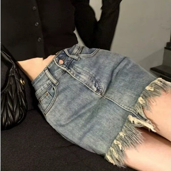 Ковбойская юбка из бахромы, женская летняя 2025 новая высокая талия, тонкая, маленькая сладкая пряная ретро юбка