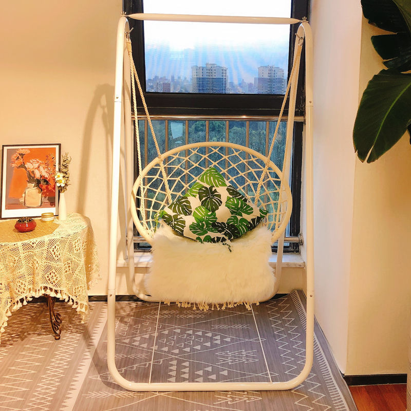 Ins Scandinavian Hanging Basket Douyin Internet Celebrity Hanging Chair Balcony Tassel Swing Indoor Kidsren's Cradle Chair Lazy Home Chair