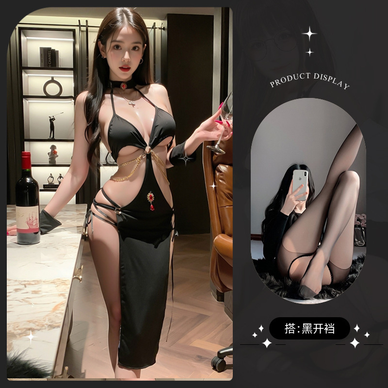 블랙 + 블랙 오픈 양말