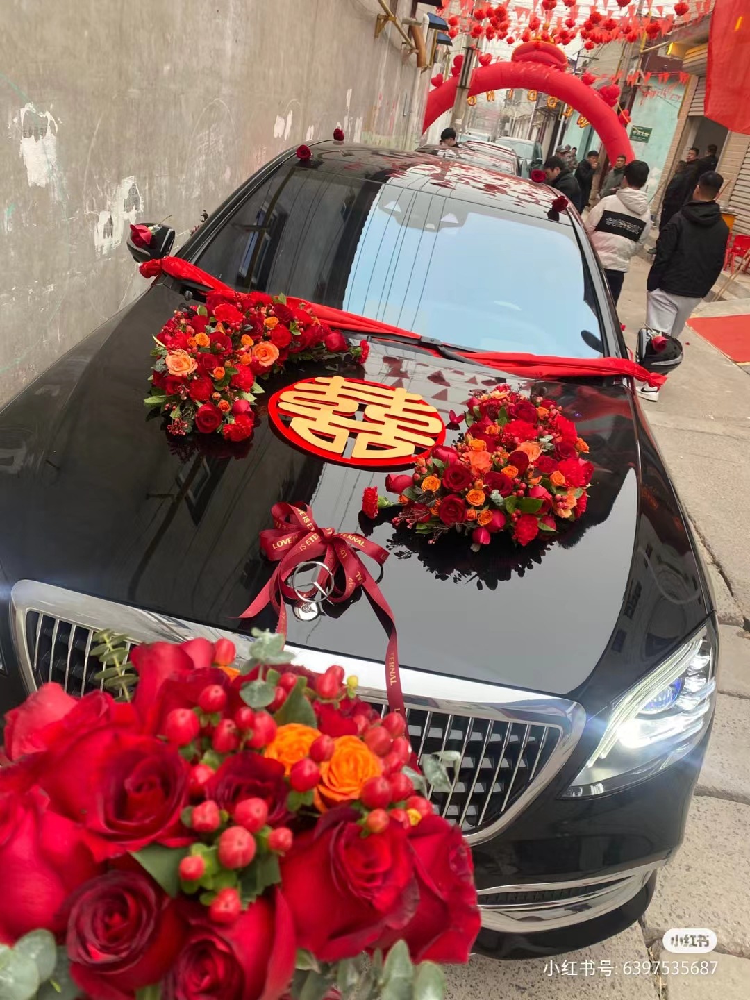 带泥大月亮吸盘婚车花泥月牙装饰个性车头花diy婚庆鲜花花艺材料