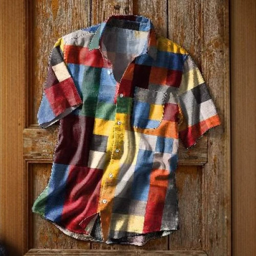 Amazon 2025 новая мужская рубашка с коротким рукавом для путешествий, летняя кубинская рубашка в ретро-стиле гавайской свободной модели